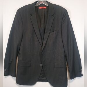 Hugo Boss Men’s 40R Black Pinstripe Single Button Blazer Made in Slovenia